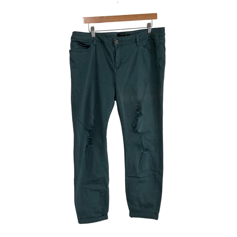Angel Kiss Teal Green Distressed Skinny Pants Distressed Size 17 7917R-DM405